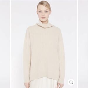 Alice + Olivia Daphney Turtleneck Tunic Cashmere Sweater in Oatmeal Size XS